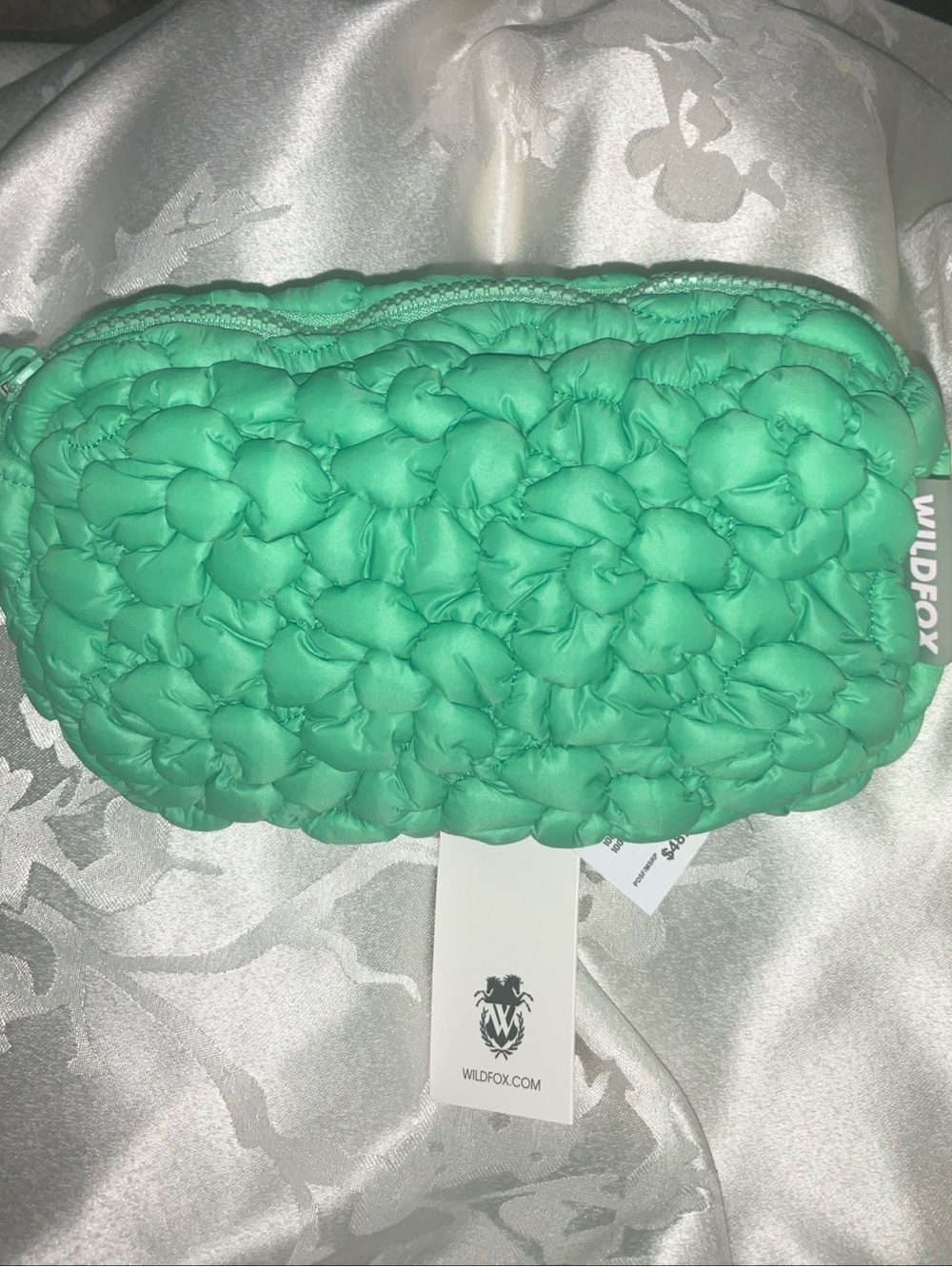 Wildfox Vert Clair Green Quilted Floral Puffy Fanny Pack Belt Bag - Picture 7 of 7